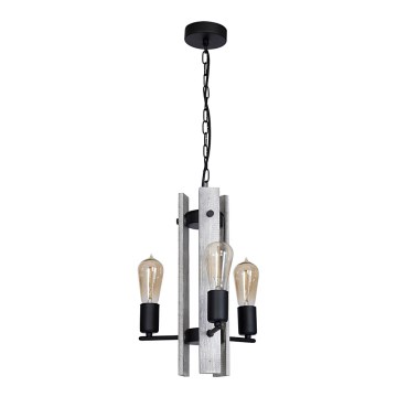 Lustră GERA 3xE27/60W/230V negru