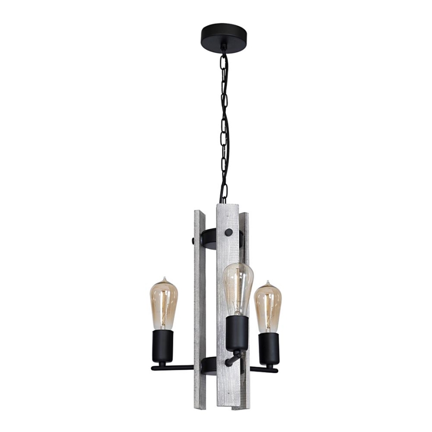 Lustră GERA 3xE27/60W/230V negru