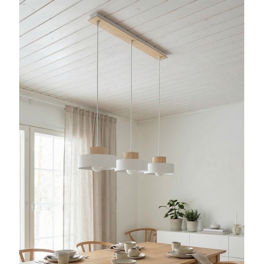 Lustră KIVI pe cablu 3xE27/15W/230V, albă