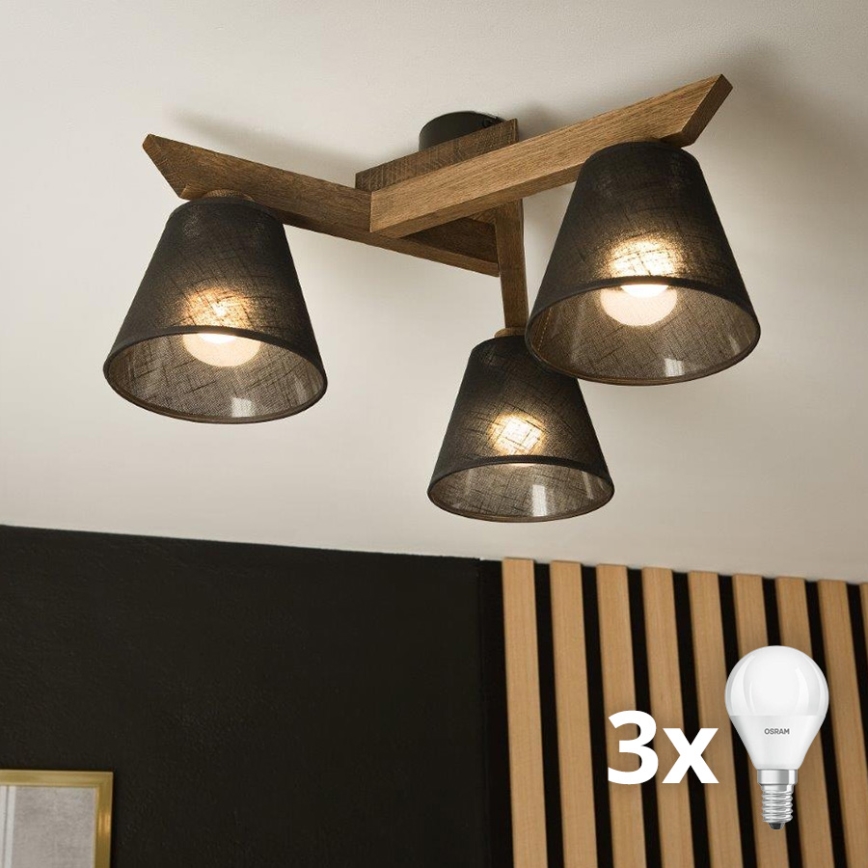 Lustră LED aplicată Brilagi ANTHONY 3xE14/40W/230V stejar nuc/negru