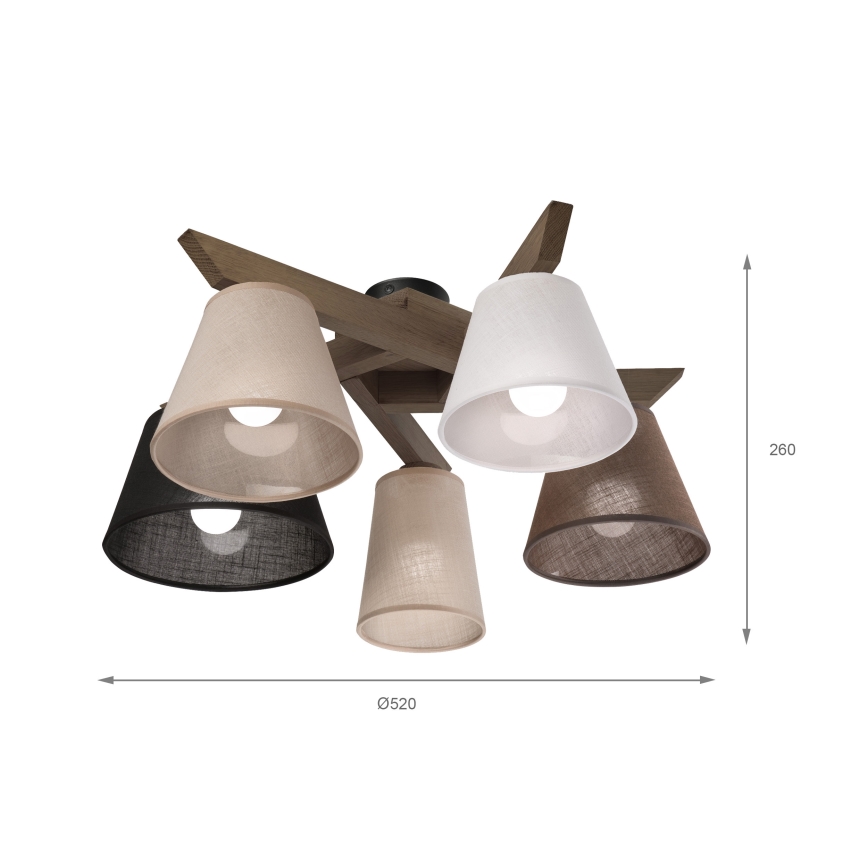 Lustră LED aplicată Brilagi ANTHONY 5xE14/40W/230V stejar nuc