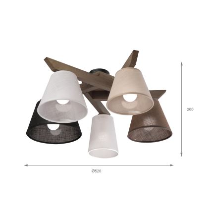 Lustră LED aplicată Brilagi ANTHONY 5xE14/40W/230V stejar nuc