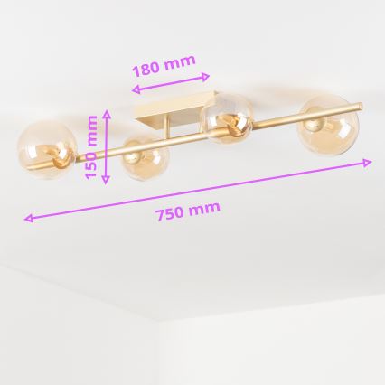 Lustră LED aplicată Brilagi MILLA 4xG9/3W/230V auriu