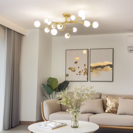 Lustră LED aplicată Brilagi MISTEL 15xG9/3W/230V auriu/alb