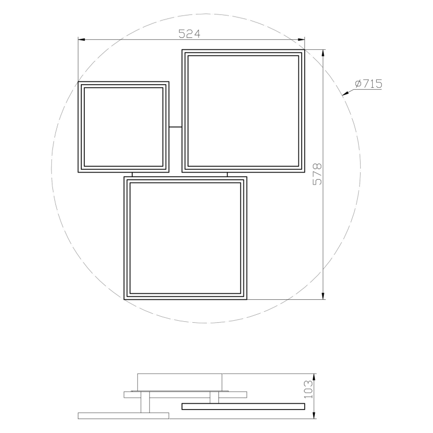 Lustră LED aplicată dimabilă LED/50W/230V 3000-6500K neagră Top Light + telecomandă