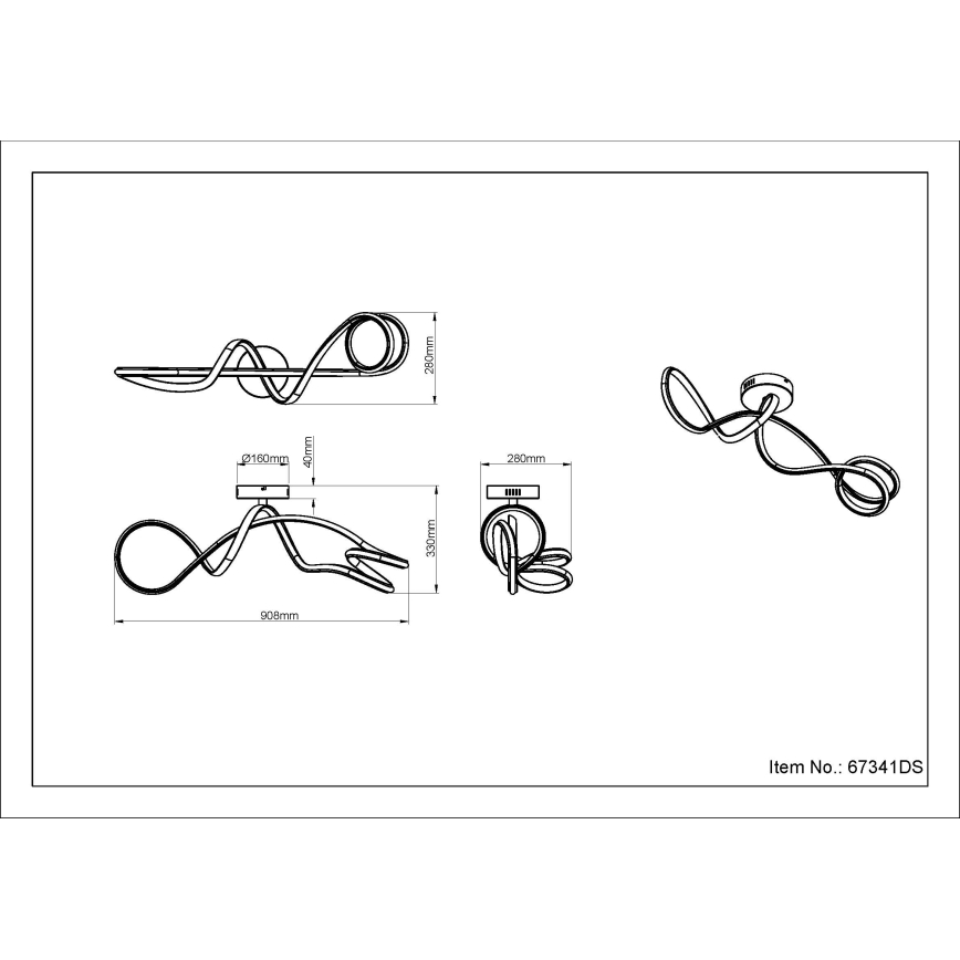 Lustră LED aplicată Globo LED/30W/230V negru