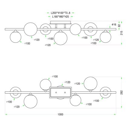 Lustră LED aplicată Wofi 7014-705W VILLA 7xG9/3W/230V negru
