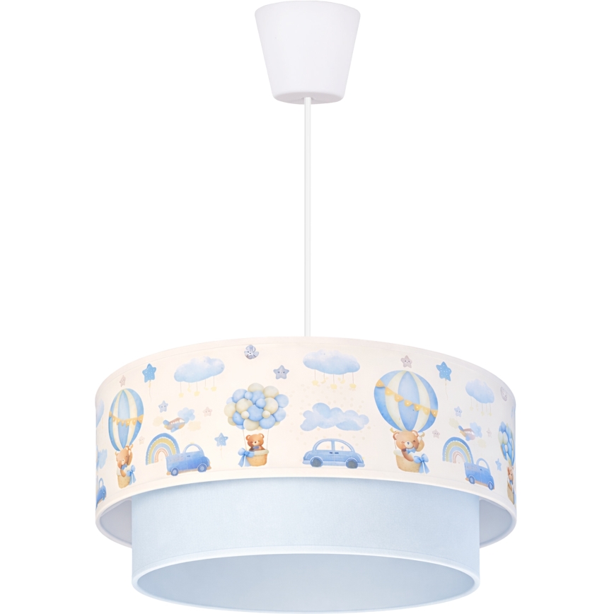 Brilagi - Lustră LED pentru copii BOBO 1xE27/10W/230V, Ø 40 cm, crem/albastru/cu ursuleți