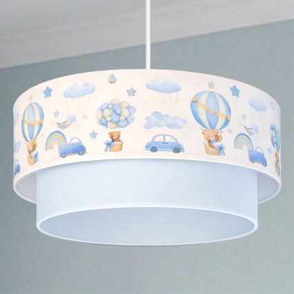 Brilagi - Lustră LED pentru copii BOBO 1xE27/10W/230V, Ø 40 cm, crem/albastru/cu ursuleți