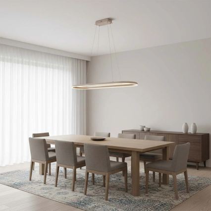 Lustră LED CASHMERE pe cablu, 80 W, 230 V, 30 x 100 cm, bej