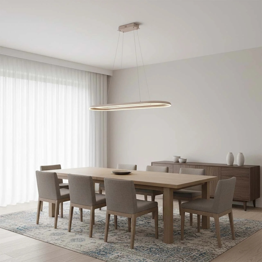 Lustră LED CASHMERE pe cablu, 80 W, 230 V, 30 x 100 cm, bej