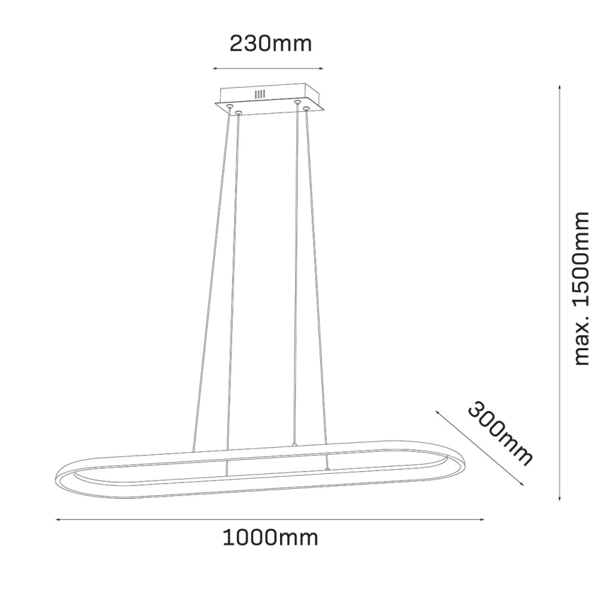 Lustră LED CASHMERE pe cablu, 80 W, 230 V, 30 x 100 cm, bej