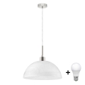 Lustră LED cu cablu, 1xE27/60W/230V, alb/transparent