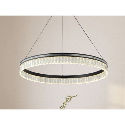 Lustră cu cristale LED reglabilă pe cablu THALIA LED/55W/230V 3000-6000K Ø 80 cm + telecomandă