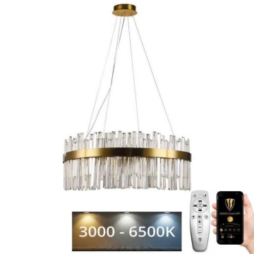 Lustră LED de cristal dimabilă pe cablu LED/110W/230V 3000-6500K auriu + telecomandă