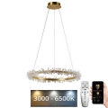 Lustră LED de cristal dimabilă pe cablu LED/40W/230V 3000-6500K auriu + telecomandă
