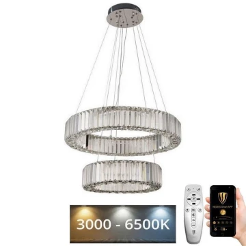 Lustră LED de cristal dimabilă pe cablu LED/65W/230V 3000-6500K crom lucios + telecomandă