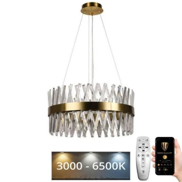 Lustră LED de cristal dimabilă pe cablu LED/80W/230V 3000-6500K auriu + telecomandă