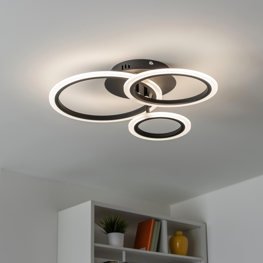 Lustră LED dimabilă aplicată Brilagi ORBITS LED/40W/230V 3000-6500K negru + telecomandă