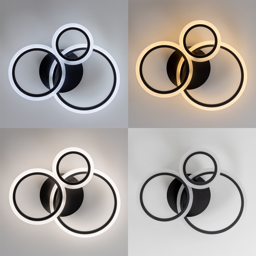 Lustră LED dimabilă aplicată Brilagi ORBITS LED/40W/230V 3000-6500K negru + telecomandă
