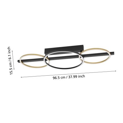 Lustră LED dimabilă aplicată Eglo 2xLED/12,5W/230V + LED/15,5W 3000K negru