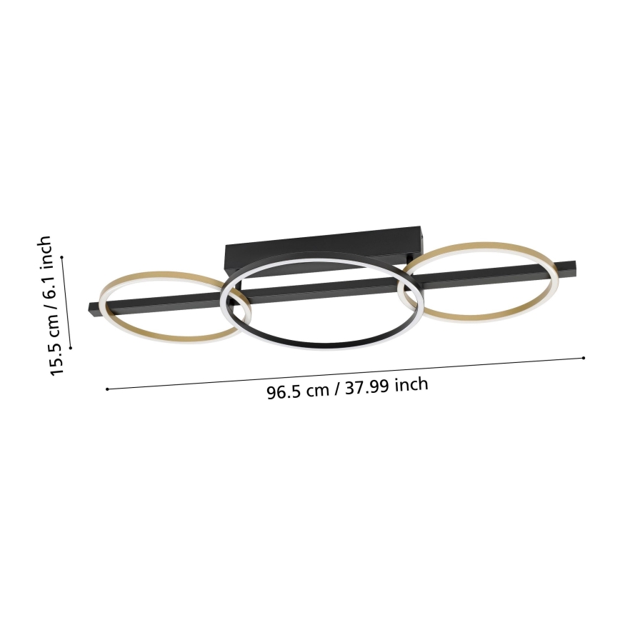 Lustră LED dimabilă aplicată Eglo 2xLED/12,5W/230V + LED/15,5W 3000K negru