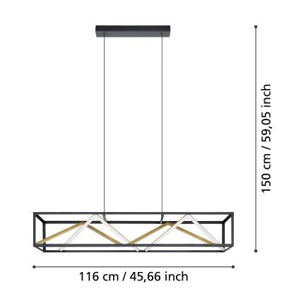 Lustră LED dimabilă aplicată Eglo LED/46W/230V 2700-6500K negru/auriu + telecomandă
