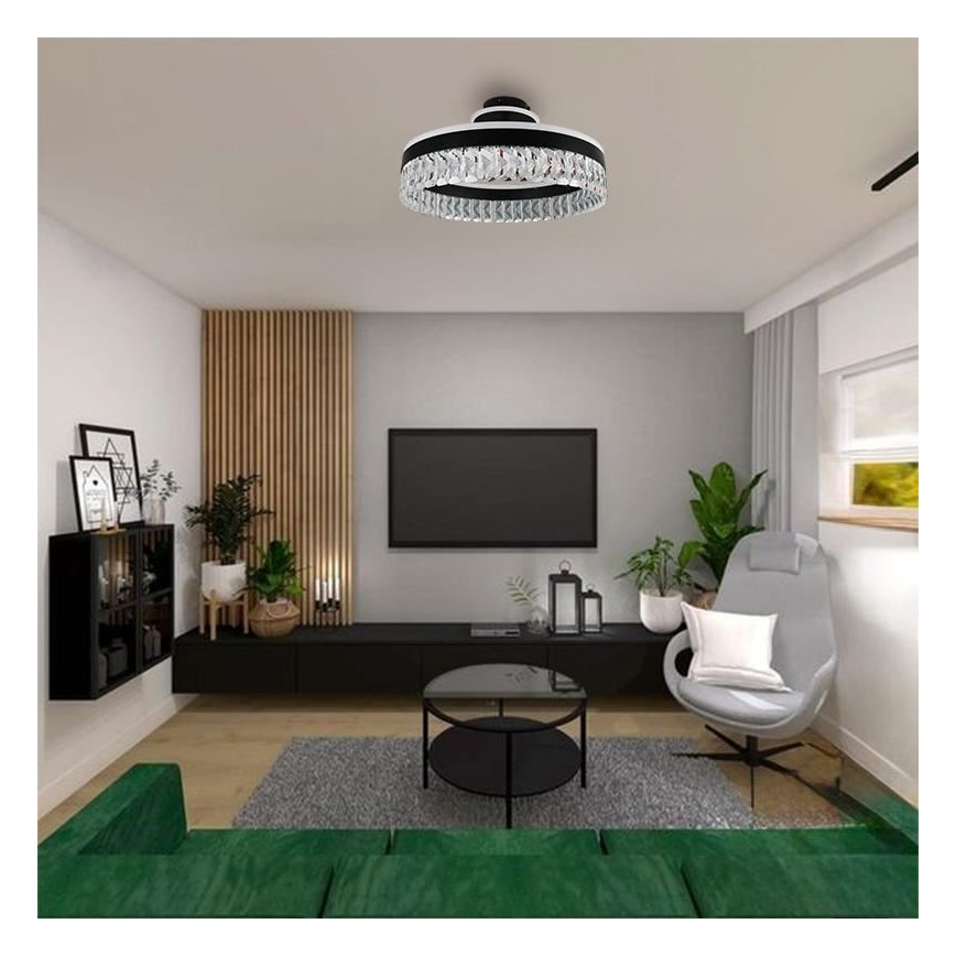 Lustră LED dimabilă de cristal aplicată LED/75W/230V 3000-6500K negru + telecomandă