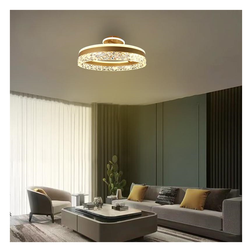 Lustră LED dimabilă aplicată LED/86W/230V 3000-6500K auriu + telecomandă