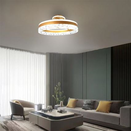 Lustră LED dimabilă aplicată LED/86W/230V 3000-6500K auriu + telecomandă