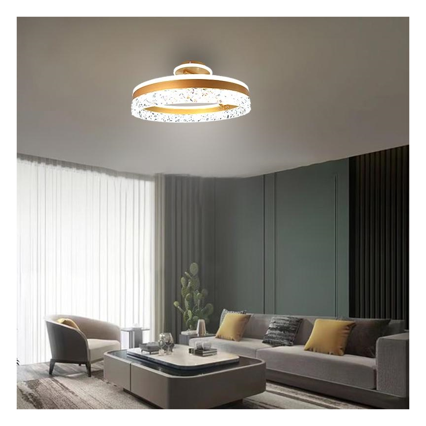 Lustră LED dimabilă aplicată LED/86W/230V 3000-6500K auriu + telecomandă
