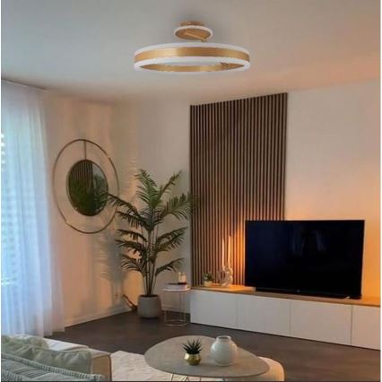 Lustră LED dimabilă aplicată LED/86W/230V 3000-6500K auriu + telecomandă