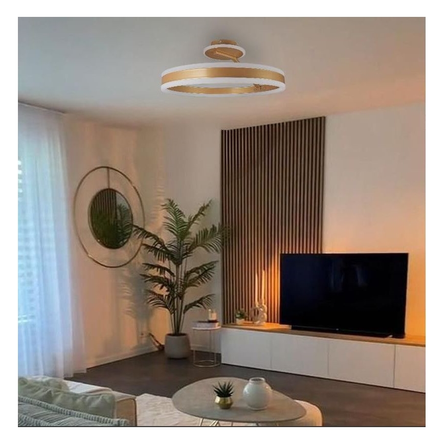 Lustră LED dimabilă aplicată LED/86W/230V 3000-6500K auriu + telecomandă