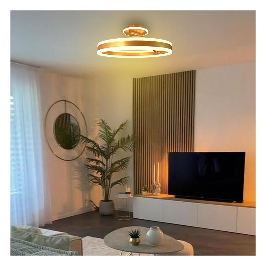 Lustră LED dimabilă aplicată LED/86W/230V 3000-6500K auriu + telecomandă