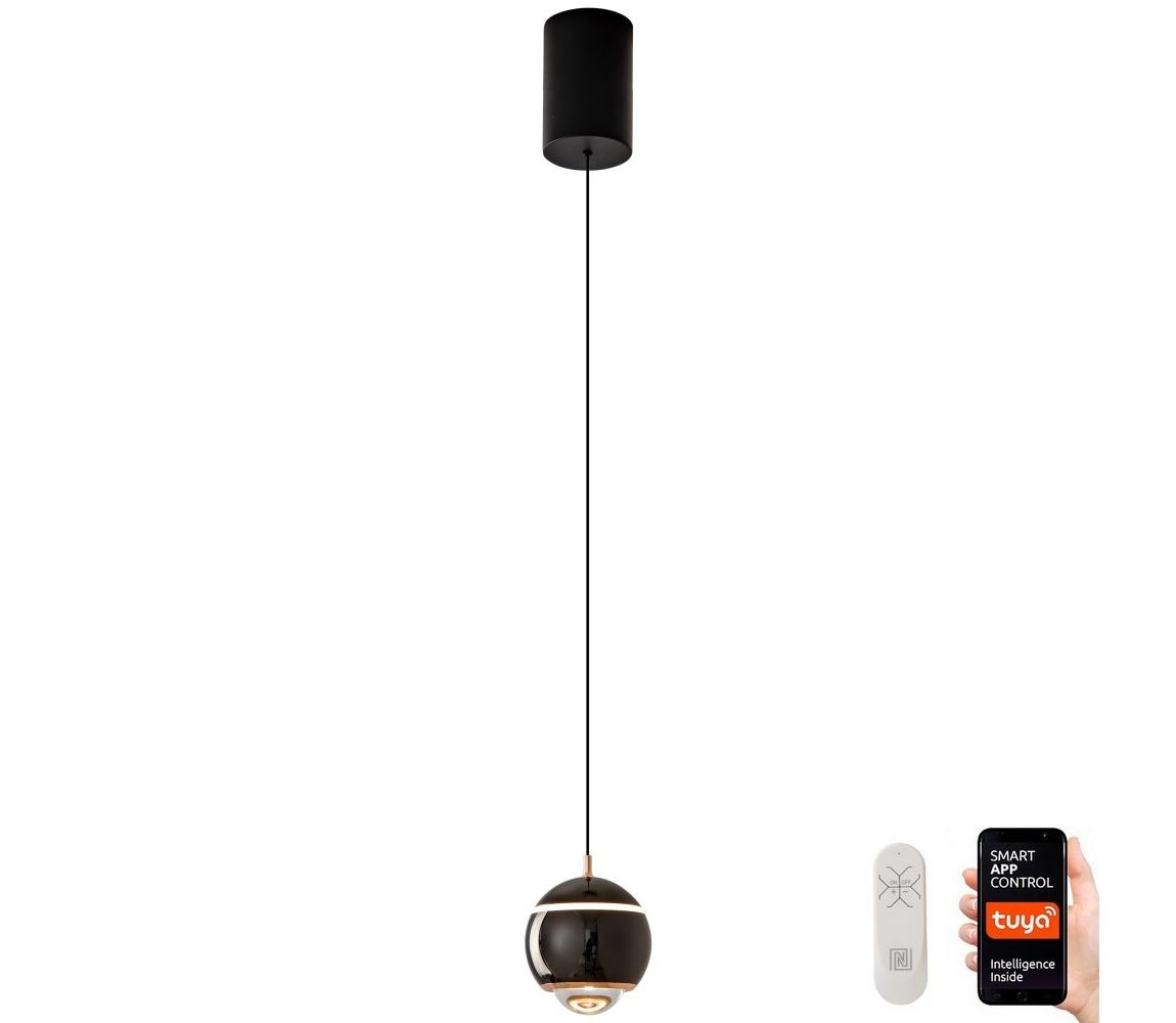 Lustră LED dimabilă DORMINE 6W/230V negru lucios Tuya NEO 07220L + telecomandă