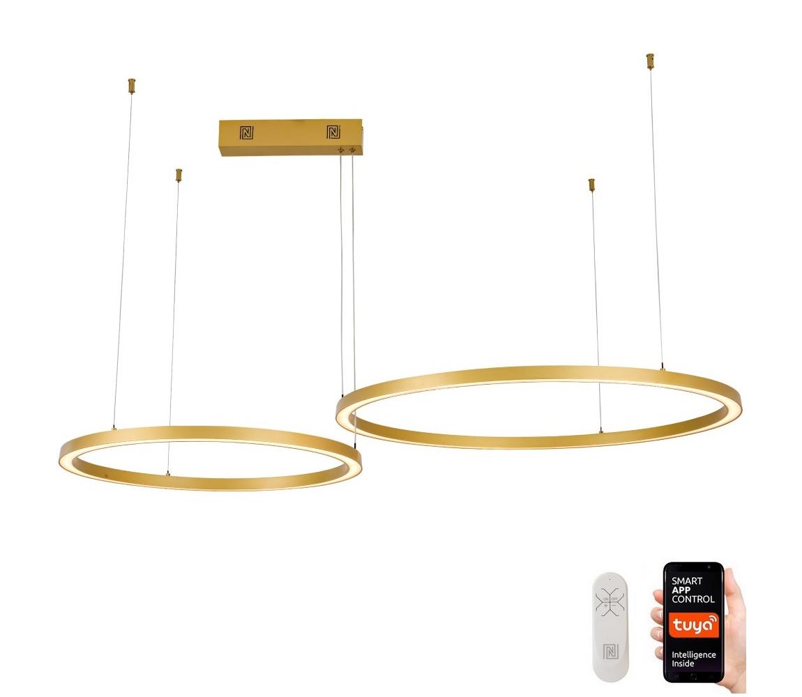 Lustră LED dimabilă FINO 93W/230V 60/80 cm auriu Tuya  NEO 07218L + telecomandă