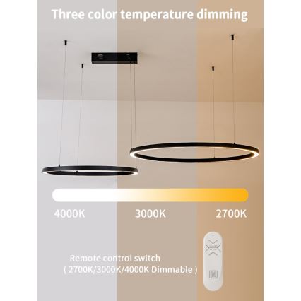 Lustră LED dimabilă pe cablu Immax NEO 07216L FINO LED/93W/230V 60/80 cm negru Tuya + telecomandă