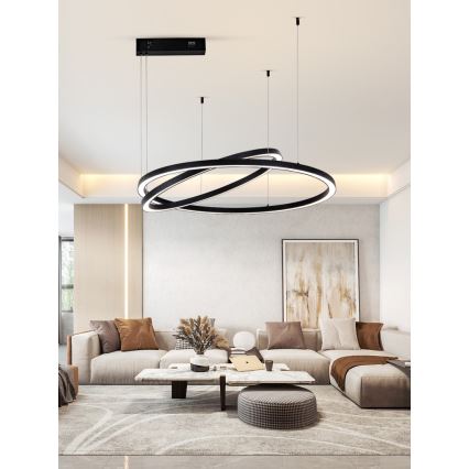Lustră LED dimabilă pe cablu Immax NEO 07216L FINO LED/93W/230V 60/80 cm negru Tuya + telecomandă
