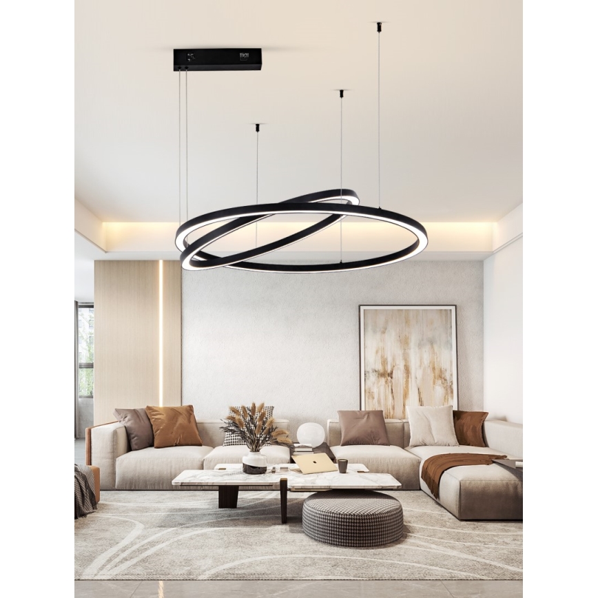 Lustră LED dimabilă pe cablu Immax NEO 07216L FINO LED/93W/230V 60/80 cm negru Tuya + telecomandă