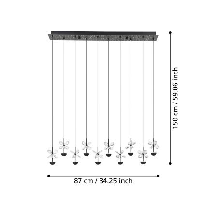 Lustră LED dimabilă pe cablu Eglo LED/23W/230V 3000K negru