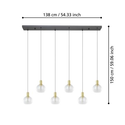 Lustră LED dimabilă pe cablu Eglo 6xLED/5,4W/230V 3000K auriu