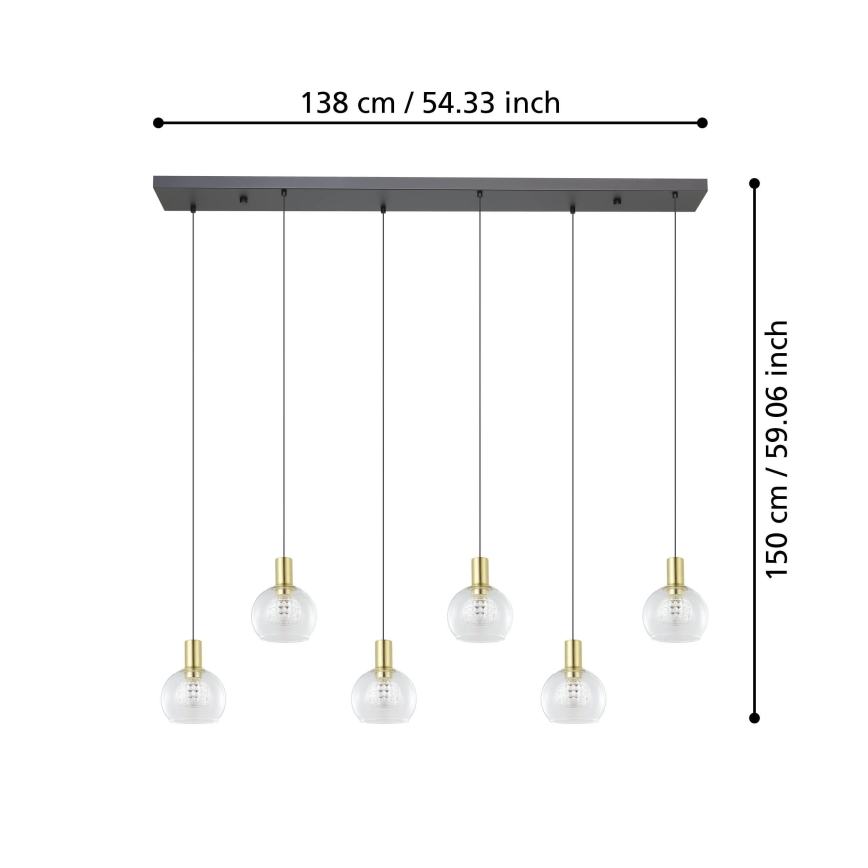 Lustră LED dimabilă pe cablu Eglo 6xLED/5,4W/230V 3000K auriu