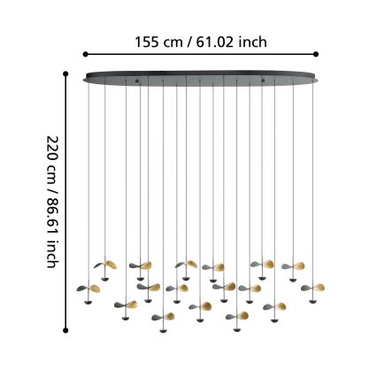 Lustră LED dimabilă pe cablu Eglo 17xLED/2,3W/230V 3000K