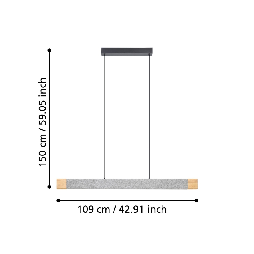 Lustră LED dimabilă pe cablu Eglo LED/22,2W/230V 3000K maro/gri