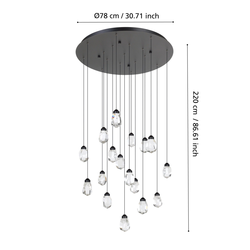 Lustră LED dimabilă pe cablu Eglo 17xLED/3W/230V 3000K negru/transparent