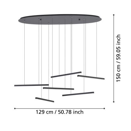 Lustră LED dimabilă pe cablu Eglo 6xLED/8,4W/230V 3000K negru