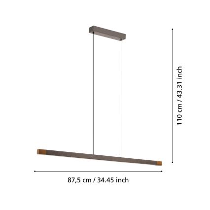 Lustră LED dimabilă pe cablu Eglo LED/18W/230V 3000K