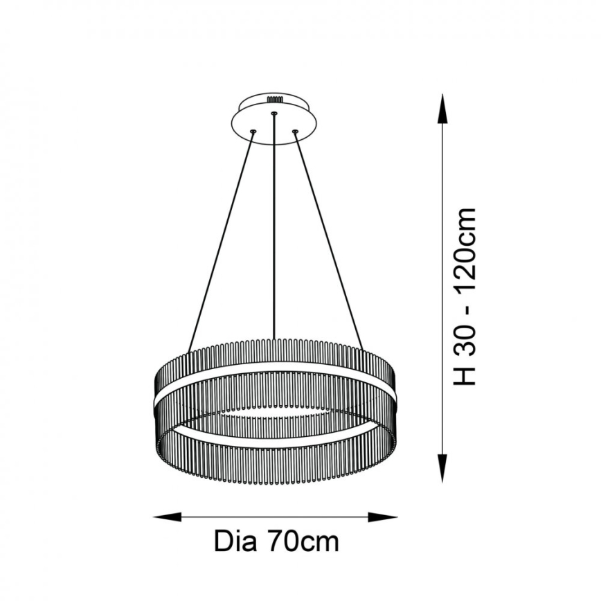 Lustră LED dimabilă pe cablu Endon 81908 ADRIEL LED/58W/230V 3000K d. 70 cm auriu/transparent