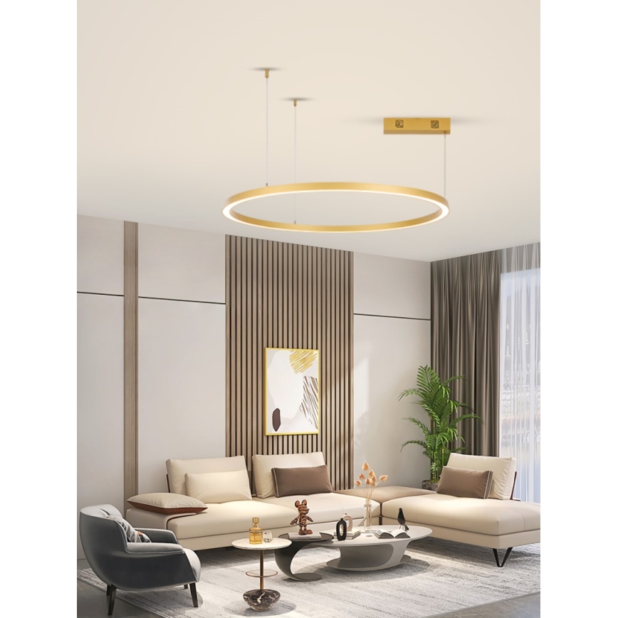 Lustră LED dimabilă pe cablu FINO LED/60W/230V 80 cm auriu Tuya Immax NEO 07217L + telecomandă