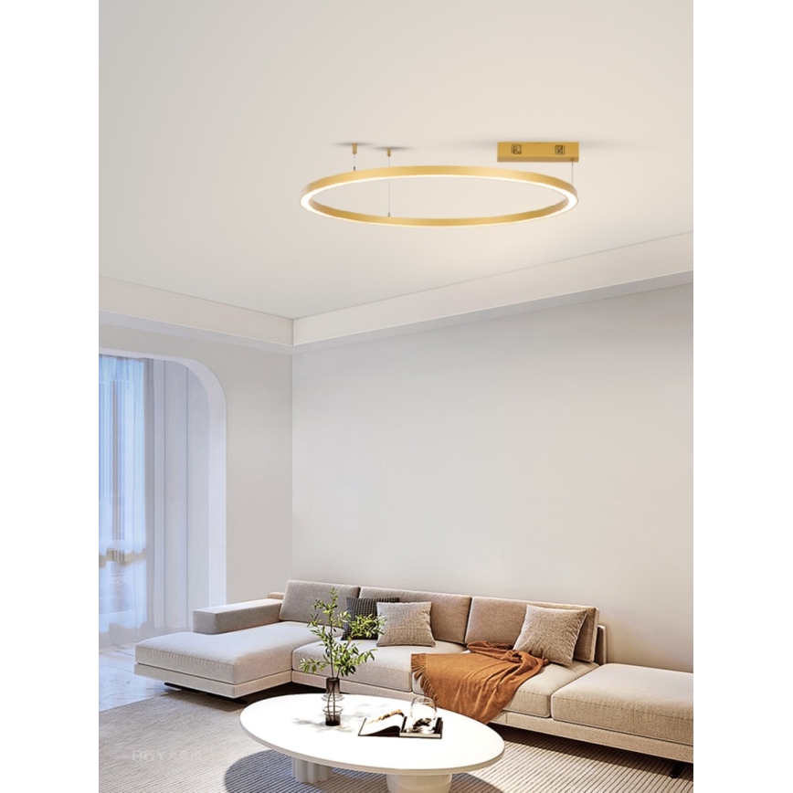 Lustră LED dimabilă pe cablu FINO LED/60W/230V 80 cm auriu Tuya Immax NEO 07217L + telecomandă